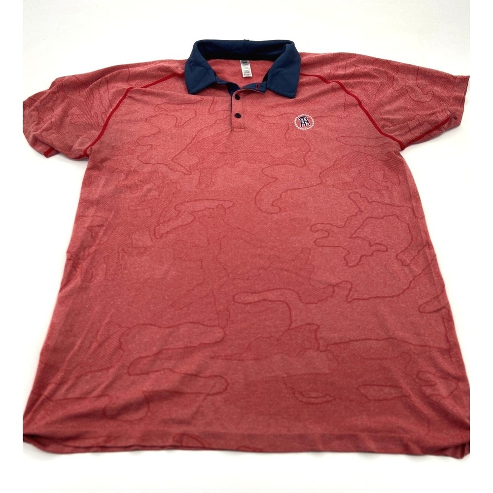 UNRL Barstool Sports Mens Large Golf Polo Shirt Red‎ Camo Performance Stretch L